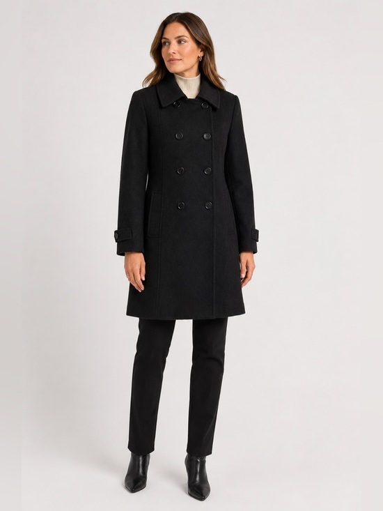 Liz Claiborne Jackets & Blazers - Liz Claiborne Black Brushed 100% Wool Double-Breasted Women’s Coat Size 12